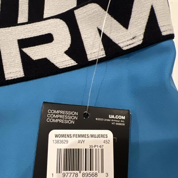 $30 Under Armour Women's HeatGear Mid Rise Shorty 3” Shorts Size Small Blue - Picture 4 of 6